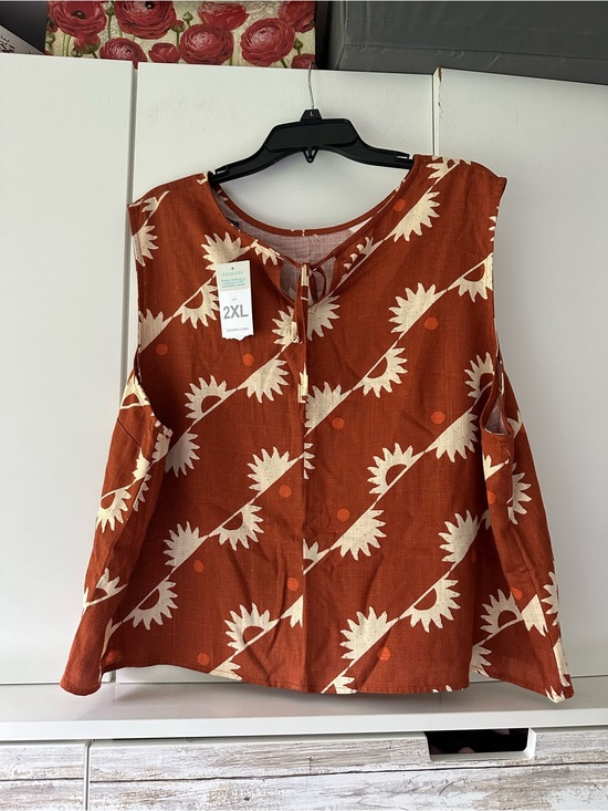 Primark Tops - 🌻 NWT Primark Burnt Orange Sunflower Print Cold Shoulder Blouse US XL